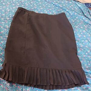 Black Skirt Pleated Hem Stretch 20W Plus Size Midi Stanley Blacker